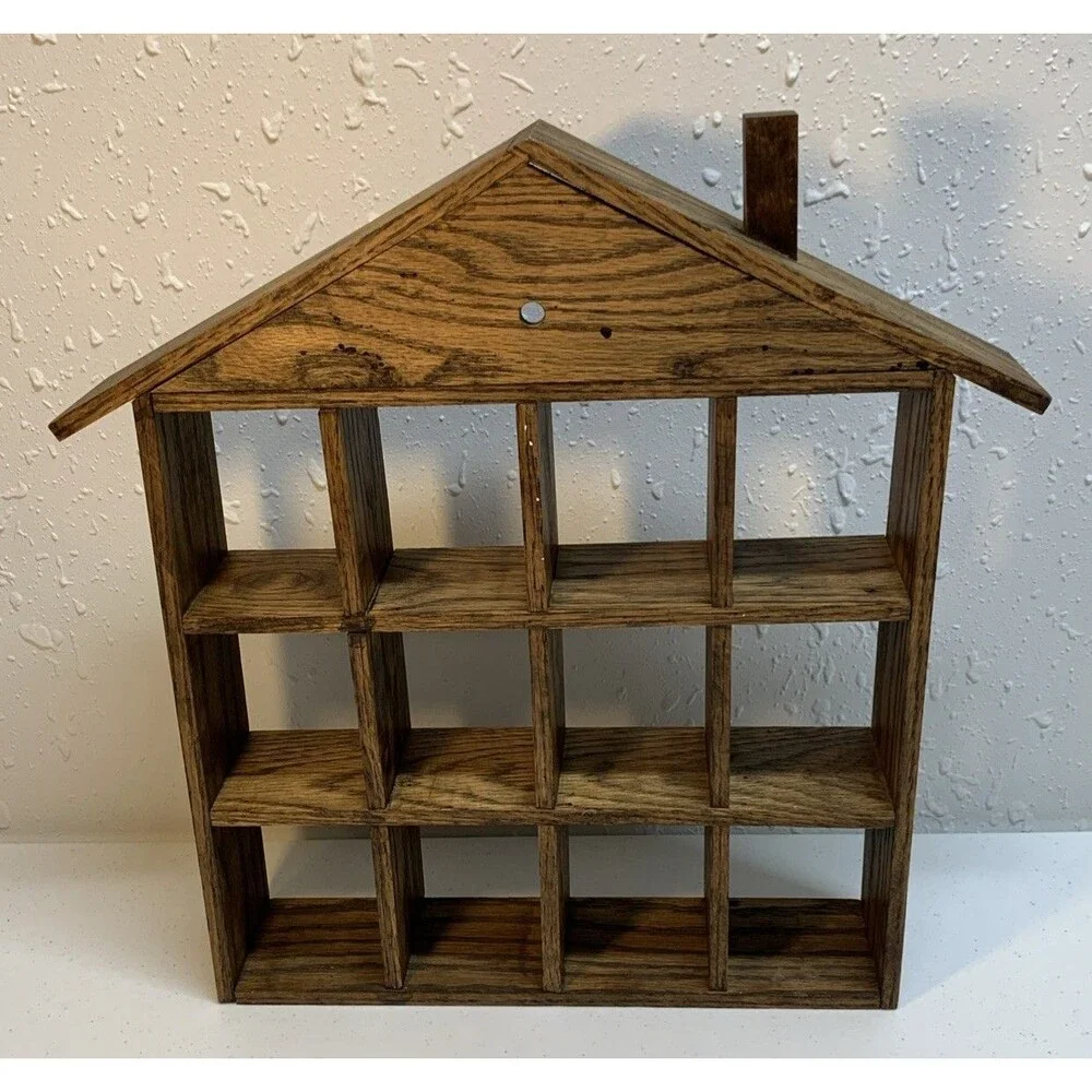 Vtg Wooden Display Shelf Wall Curio Country Cottage Knick Knack Collectibles